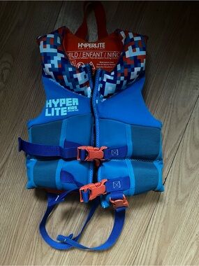 Hyperlite Kids Blue & Orange Swim Vest - Toddler Coverup 33-55 Lbs
